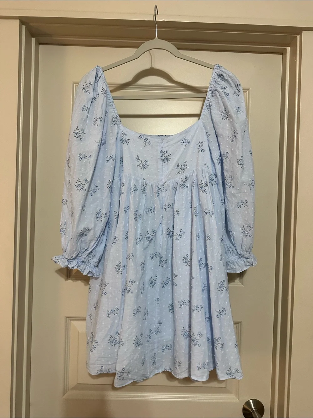 Lulus Always Charming Light Blue Floral Swiss Dot Babydoll Dress - Picture 4 of 6